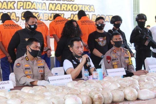 Sita 402 Kg Sabu, Polri Tangkap Sindikat Narkoba di Wilkum Polres Sukabumi Kota Polda Jabar