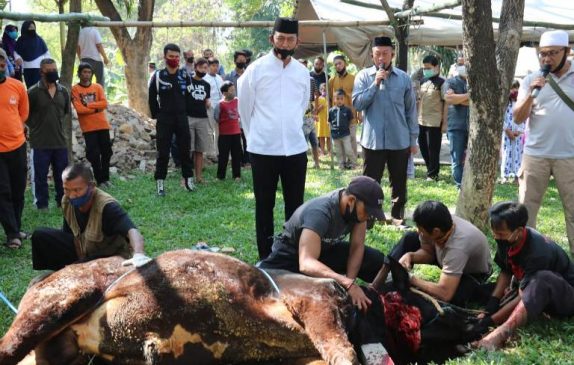 Dansat Brimob Polda Jabar Potong Hewan Kurban Sesuai Ketentuan WHO