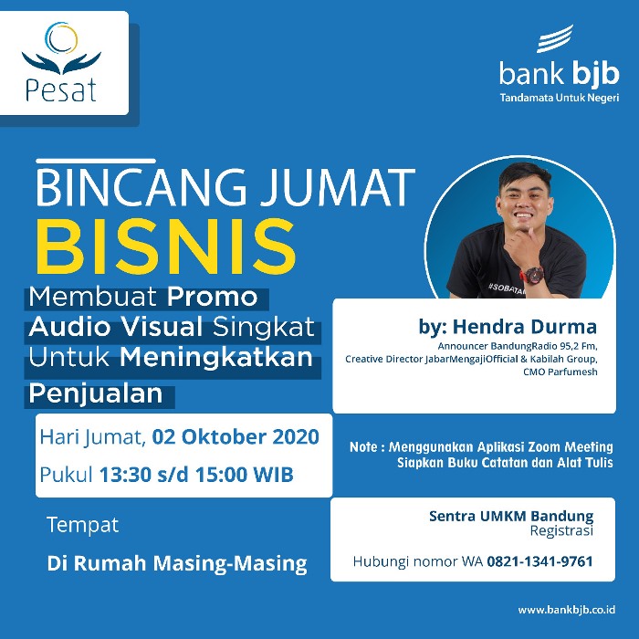 Besok bank bjb Gelar Diskusi Virtual, “Membuat Promo Audio Visual Singkat untuk Meningkatkan Penjualan”