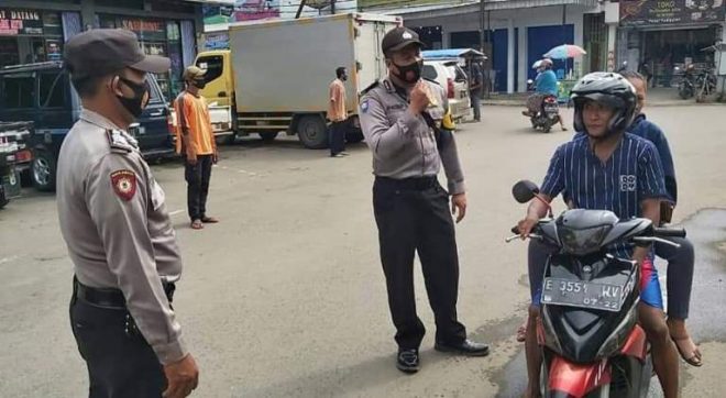 Ops Yustisi Sasar Pengguna Jalan di Pasar Tradisional Kadipaten Cegah dan Pengendalian Covid-19