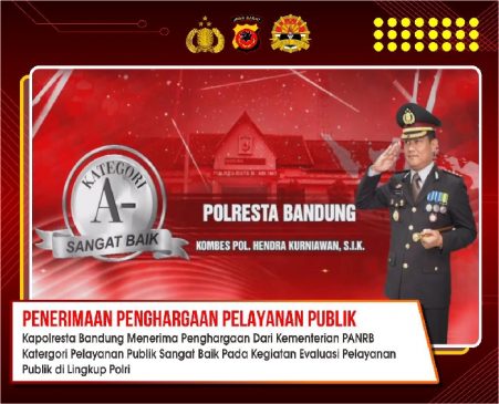 Kemenpan-RB Anugerahi Polresta Bandung Penghargaan Publik Kategori Sangat Memuaskan