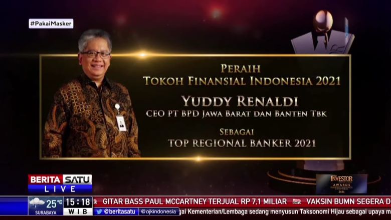 Dirut bank bjb, Yuddy Renaldi Terpilih Jadi Tokoh Finansial Indonesia 2021