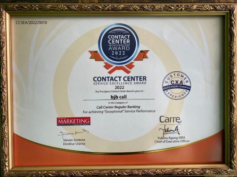 bank bjb Raih Penghargaan CCSEA 2022 Kategori Call Center Reguler Banking