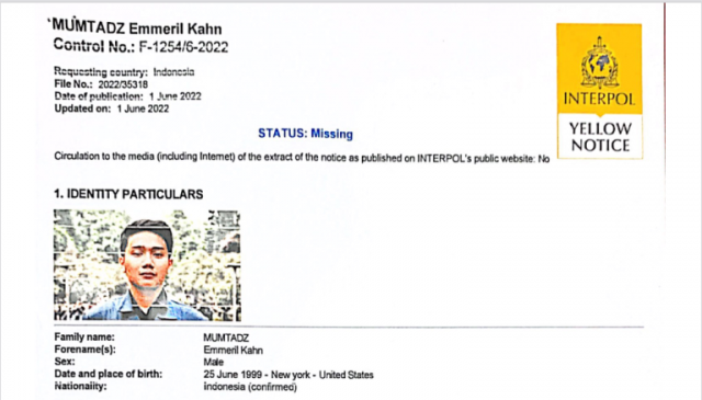 Polri Menyatakan Interpol Telah Terbitkan Yellow Notice Pencarian Anak Ridwan Kamil