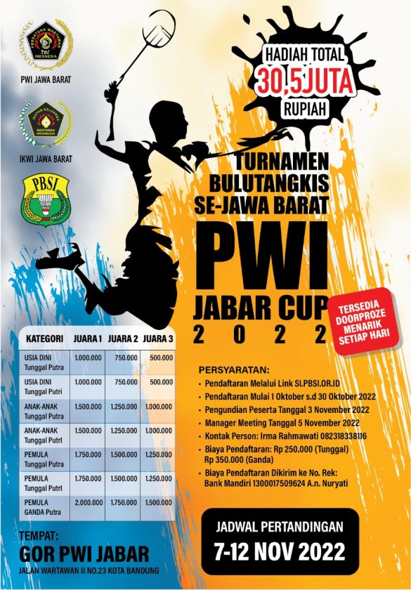 Dalam Rangka Peringati Hari Pahlawan, IKWI Bersama PBSI Jawa Barat Gelar Turnamen Bulutangkis PWI Jabar Cup
