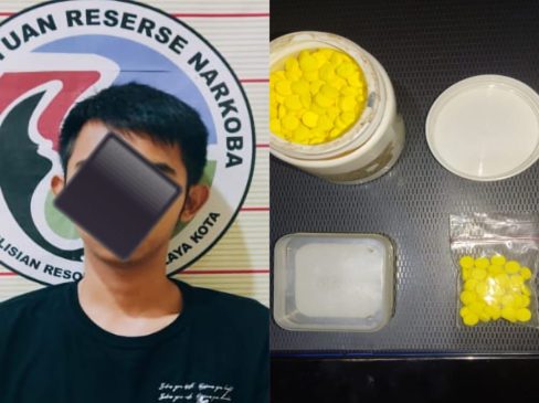 Polisi Amankan 2 Pengedar Ratusan Butir Pil Kuning Berlogo MF