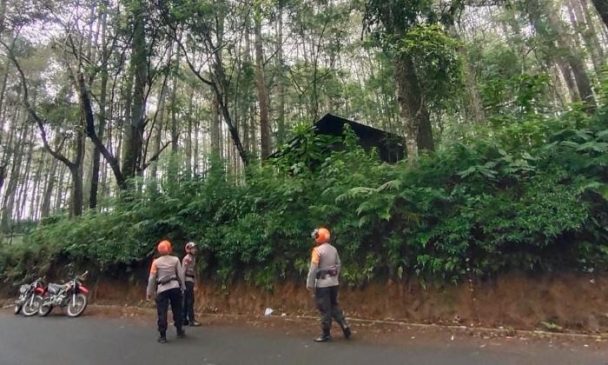 Tim SAR Sat Brimob Polda Jabar Laksanakan Patroli Siaga Tanggap Bencana Alam Cek Pohon Rawan Tumbang
