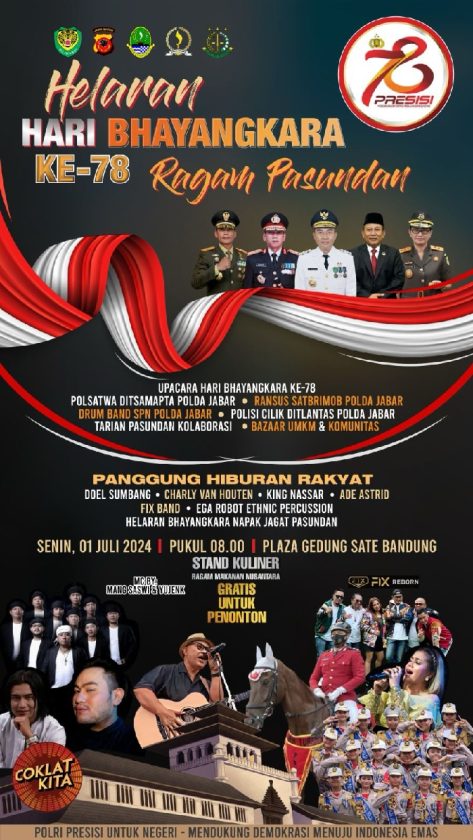 Polda Jabar Gelar Pesta Rakyat HUT Bhayangkara ke – 78 di Gasibu Besok, Ada Panggung Hiburan dan Stand Kuliner Gratis