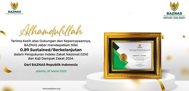 Masuk Kategori Sustained, BAZNAS Jabar Berhasil Meningkatkan dan Raih Skor Tinggi di IZN 2024